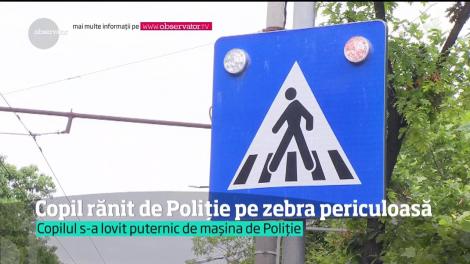 Revoltător! Un copil a fost lovit de o maşină de Poliţie, pe o trecere de pietoni din Capitală