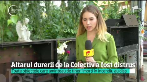 Fotografiile victimelor de la Colectiv, icoanele şi lumânările aprinse pentru cei 64 de tineri ucişi de flăcări au fost furate