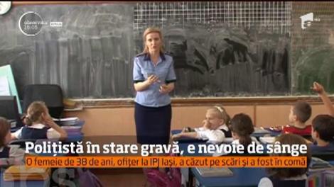 O poliţistă de 38 de ani de la IPJ Iaşi a ajuns la spital, în comă, după ce a căzut pe scările din sediul instituţiei