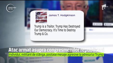 Grupul parlamentar republican din Camera Reprezentanţilor a Statelor Unite a fost ţinta unui violent atac armat