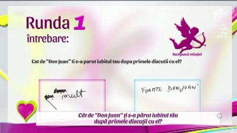 Runda "Începutul relaţiei": Cât de "Don Juan" ţi s-a părut iubitul tău după primele discuţii cu el? Răzvan: "Am avut chiar şi patru iubite în acelaşi timp"