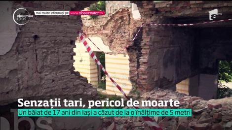 Pericol de moarte pentru un adolescent de 17 ani din Iaşi. Practicantul de parkour a făcut un salt periculos, de pe un pod care face legătura între două clădiri