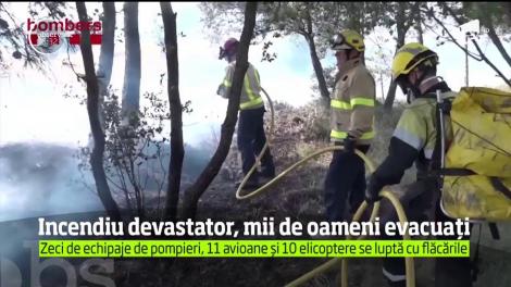 Aproape 1.500 de locuinţe din sudul Spaniei au fost evacuate, din cauza unui incendiu de vegetaţie