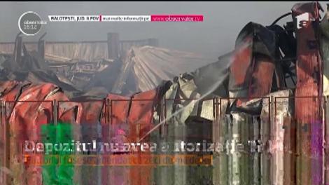 Lovitură de teatru. Depozitul mistuit de flăcări din Baloteşti nu avea aviz ISU!
