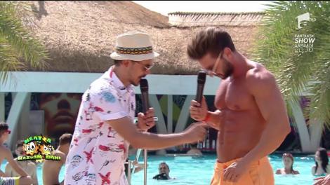 Dorian Popa, fără tricou pe plaja de la Therme București: "Pur și simplu nu suportă textila pe el. Tu faci alergie la textile?"