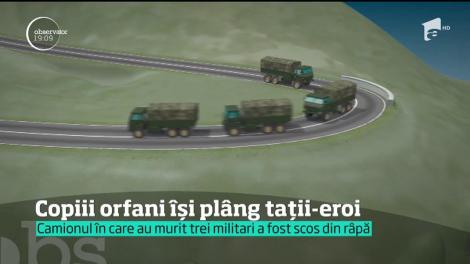 Impresionant. Copiii orfani îşi aşteaptă taţii-eroi acasă. Cei trei militari vor înmormântaţi mâine