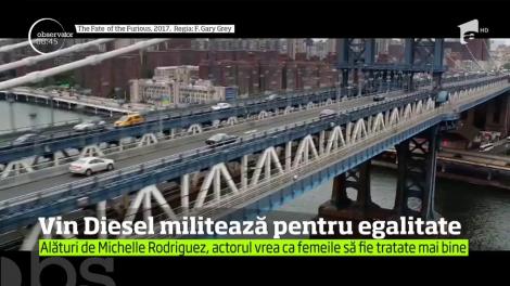 Împreună pe ecran, împreună și în afara platourilor de filmare. Vin Diesel și Michelle Rodriguez militează pentru egalitatea între sexe!
