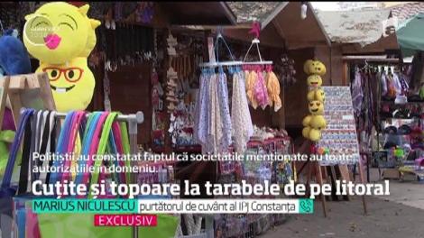Cuţite, bricege, topoare și aparate cu electroşocuri, la vânzare pe tarabele din staţiunile de pe litoral