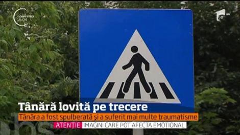 Imagini șocante. Tânără lovită pe trecerea de pietoni