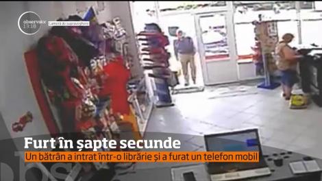Furt în şapte secunde într-o librărie din Oneşti