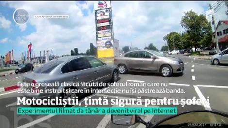 Cum îşi riscă viaţa un motociclist pe străzile din Galaţi