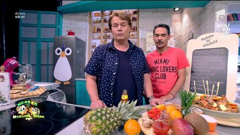 Un deliciu! Vlăduţ ne pregăteşte astăzi ”Exotic dream”, aripioare de pui cu fructe exotice