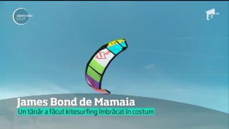 Pe kite-surf îmbrăcat în costum, la cămaşă şi cu papion!