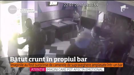 Imagini şocante într-un bar din judeţul Vâlcea. Patronul a fost bătut crunt de niște clienți