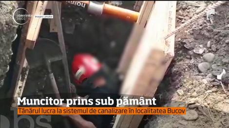 Un tânăr din Prahova a fost îngropat sub pământ în timp ce lucra la sistemul de canalizare