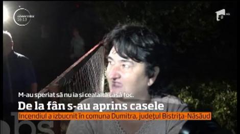 Un incendiu violent a mistuit o casă dintr-o localitate din Bistriţa-Năsăud