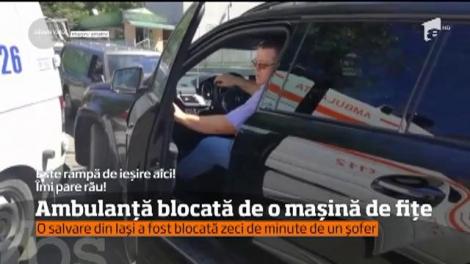 Ambulanţă blocată de o maşină de fiţe, la Iaşi. Autorul? Patronul unei firme de construcţii şi asfaltări din judeţ
