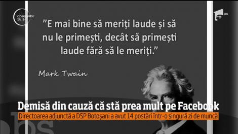 Laura Acatrinei, director adjunct a Direcţiei de Sănătate Publică Botoşani, demisă din cauză că stă prea mult pe Facebook