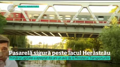 Pasarelă sigură peste lacul Herăstrău! Primăria Capitalei a așteptat doi ani un aviz de la Ministerul Transporturilor