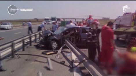 Accident terifiant pe Autostrada A4, Ovidiu-Agigea. Doi părinți au ajuns în spital cu picioarele retezate