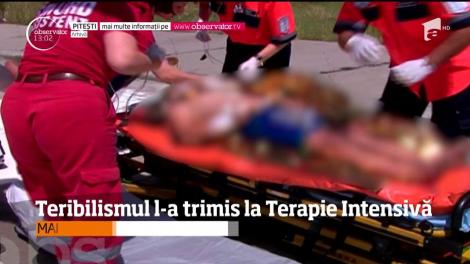 Un tânăr de 19 ani dintr-un sat din Argeş a vrut să le arate prietenilor că nu-i este frică de nimic şi s-a cocoţat pe un stâlp de electricitate!
