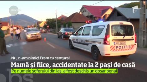 Mamă și fiice, accidentate de un șofer neatent la doi pași de casă