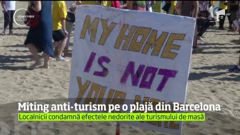 Miting anti-turism pe o plajă din Barcelona