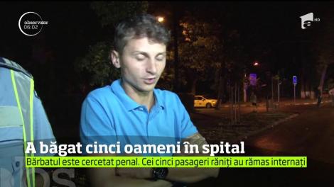 Cinci oameni au ajuns la spitalvdupă ce maşina în care se aflau a intrat violent într-un stâlp!