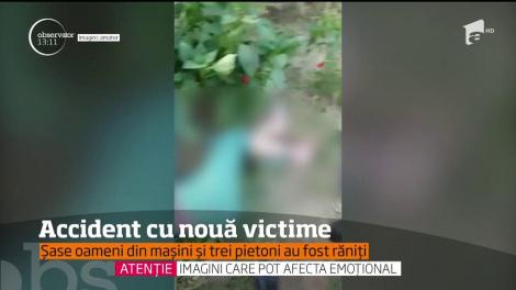 Accident cu nouă victime. Trei autoutilitare s-au lovit într-o localitate din Vrancea
