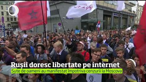 O mie de persoane au manifestat, la Moscova, împotriva cenzurii şi a restricţiilor la navigarea pe internet, impuse de autorităţile ruse