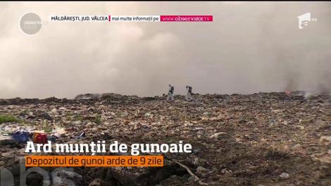 Starea de alertă s-a prelungit la Măldăreşti, lângă Horezu, unde arde groapa de gunoi!