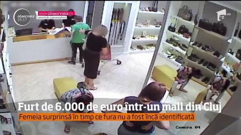 Furt de 6.000 de euro, filmat într-un mall din Cluj