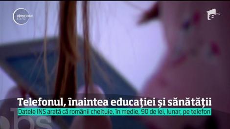 În România, o familie a plătit în 2016, în medie, peste o mie de lei pe factura de la telefon, în timp ce pentru educaţie, aproape 50 de lei!