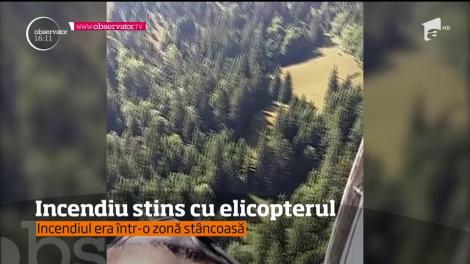 Incendiu izbucnit la marginea unei păduri, stins cu elicopterul