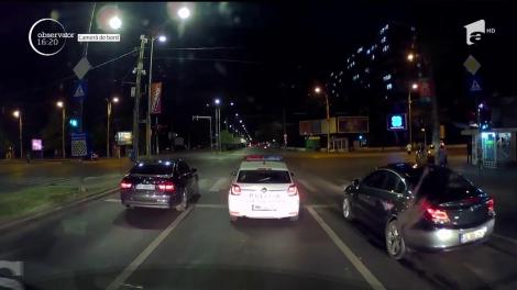 A trecut ca o rachetă pe lângă mașina poliției. Agenții de la Rutieră nu au făcut nimic!