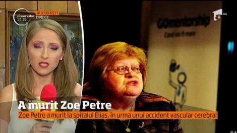 Doliu în lumea politică. A murit Zoe Petre