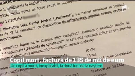 Copil mort fără explicații la un spital privat, factură de 135 de mii de euro