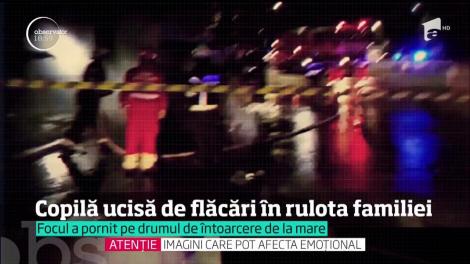 O rulotă a ars ca o torţă pe bulevardul Mamaia din Constanţa şi a nenorocit o familie care se întorcea din vacanţă