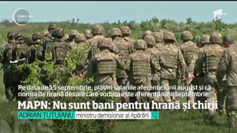Ministerul Apărării a rămas fără bani - o parte din veniturile militarilor vor fi plătite în tranşe. Anunţul-şoc a fost urmat şi de o demise: ministrul Ţutuianu pleacă din fruntea armatei!