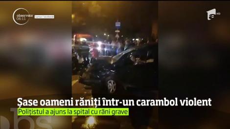 Crambol violent în centrul Piteştiului! Un tânăr grăbit nu a mai avut timp să frâneze la semafor şi a intrat pe contrasens