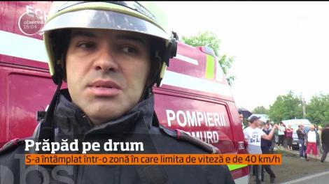 Un TIR, scăpat de sub control, a făcut prăpăd pe un drum din judeţul Suceava