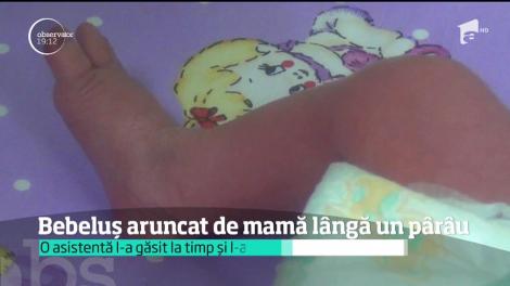 Bebeluș aruncat de mamă lângă un pârâu, imediat după naștere