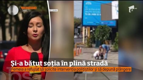 Imagini șocante! Un constănţean şi-a bătut soţia în plină stradă, de fața cu băiețelul lor. Copilul a fost trântit la pământ