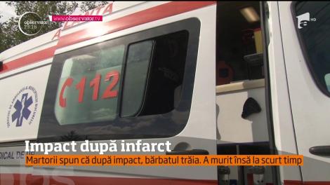 Un bărbat de 79 de ani a murit după ce a făcut infarct la volan şi a intrat cu maşina într-un panou publicitar