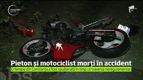 O femeie 65 de ani şi motociclistul care a lovit-o, un medic rezident din Constanţa, au murit într-un grav accident