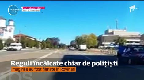 Un echipaj de poliţie, filmat în timp încălca toate regulile de circulaţie pe o stradă din Rovinari