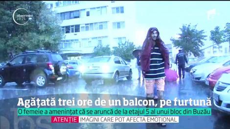 O femeie a amenințat că se aruncă de la etajul cinci al unui bloc din Buzău