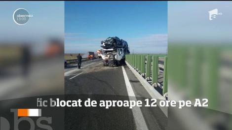 Traficul este blocat de aproape 12 ore pe A2