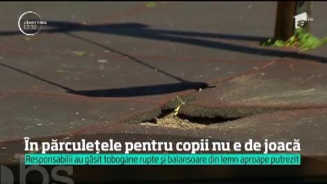 A început demolarea locurilor de joacă. Peste tot în ţară, s-au găsit tobogane sau balansoare care pun viaţa copiilor în pericol