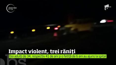 Doi adulţi şi o fetiţă de şase ani au fost răniţi într-un impact violent dintre un microbuz şi un autoturism pe DN 1, în Sibiu!